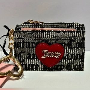 Juicy Couture  Black Beige Womens Card Case Holder, Love Actually Wallet NWT